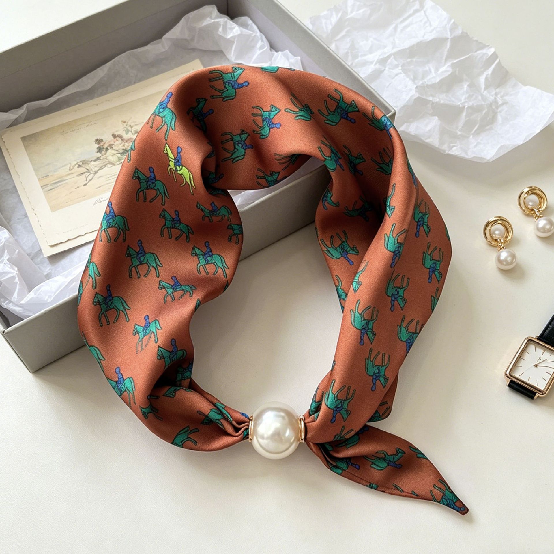 Face Scarf Mask - Luxury Knight Pearl Magnetic Scarf Women