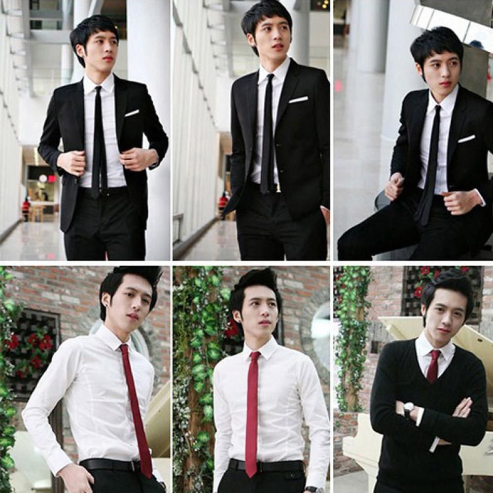 Skinny Tie Men - Casual Skinny Neck Solid Tie wedding