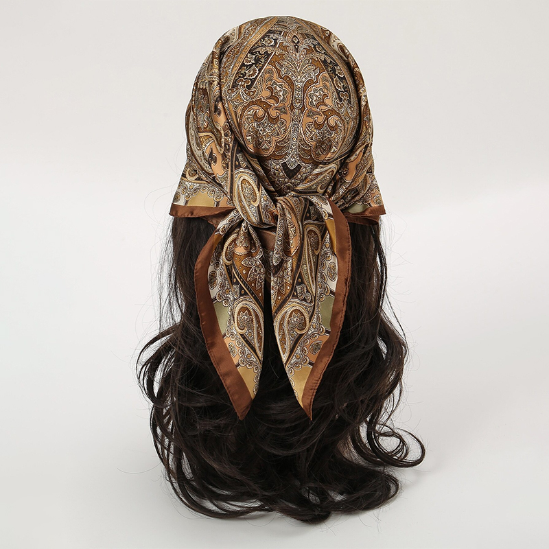 Bohemian Style Print Luxury Br - Silk Neck Scarf ulasan dan harga
