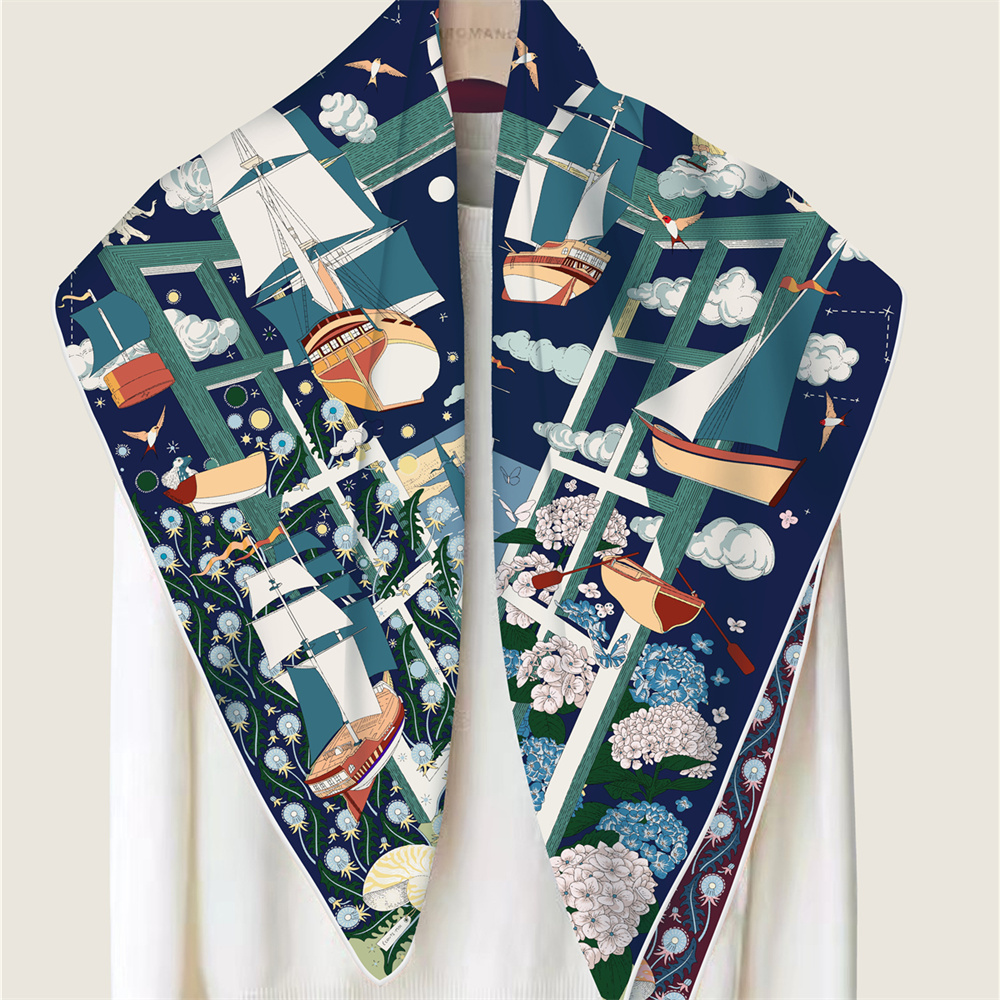 90CM Brand Silk Scarves Wraps  - Face Scarf Mask ulasan dan harga