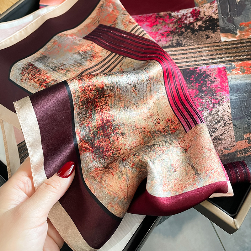 100% Real Silk Square Scarf Wo - Ascot Neck Scarf ulasan dan harga