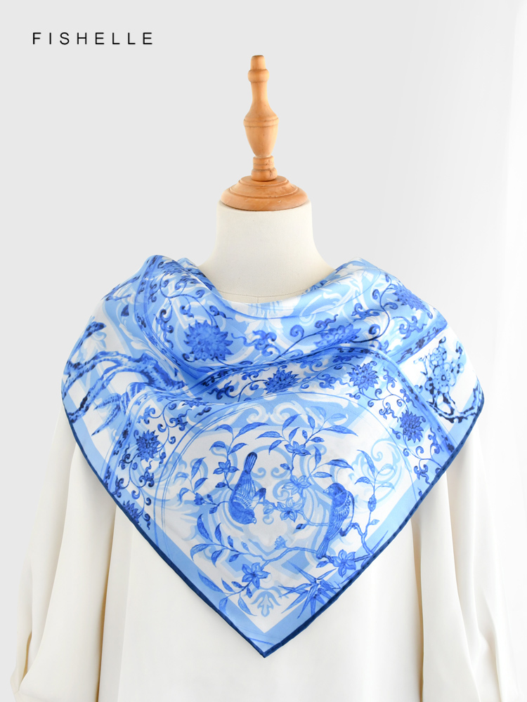 Blue flowers birds 100% natura - Face Scarf Mask ulasan dan harga