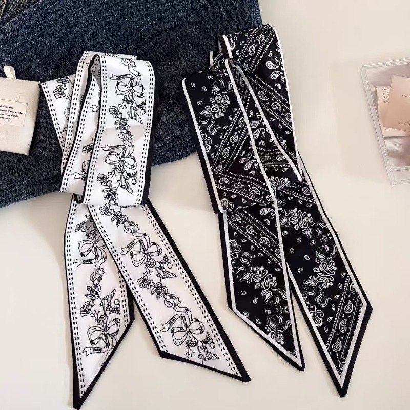 Black White Double Sided Paisl - Ascot Neck Scarf ulasan dan harga