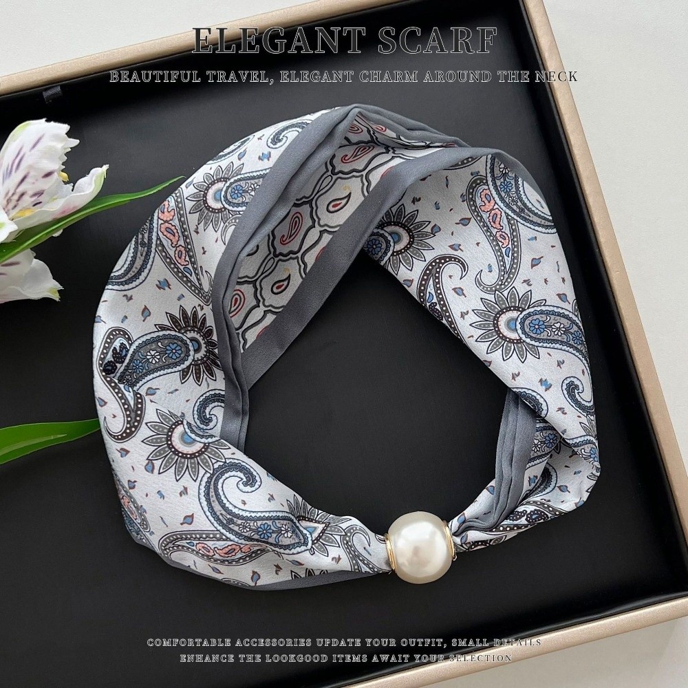 Elegant Magnetic Clasp Pearl S - Silk Neck Scarf ulasan dan harga
