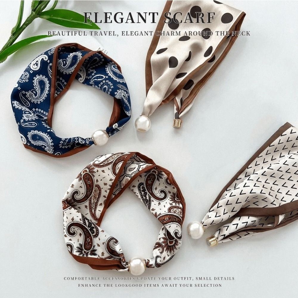 Elegant Magnetic Clasp Pearl S - Silk Neck Scarf ulasan dan harga