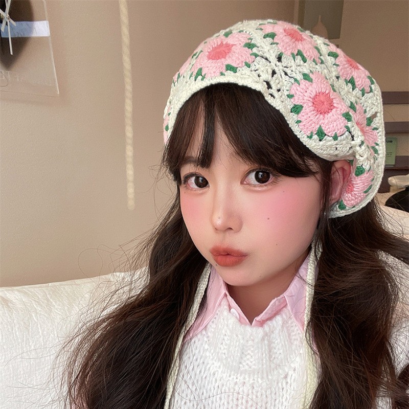 Vintage Weaving Knitting Flowe - Head Wrap Turban ulasan dan harga