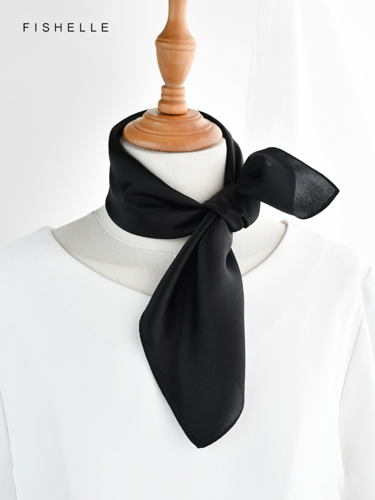 Solid color black pure silk sc - Silk Neck Scarf ulasan dan harga
